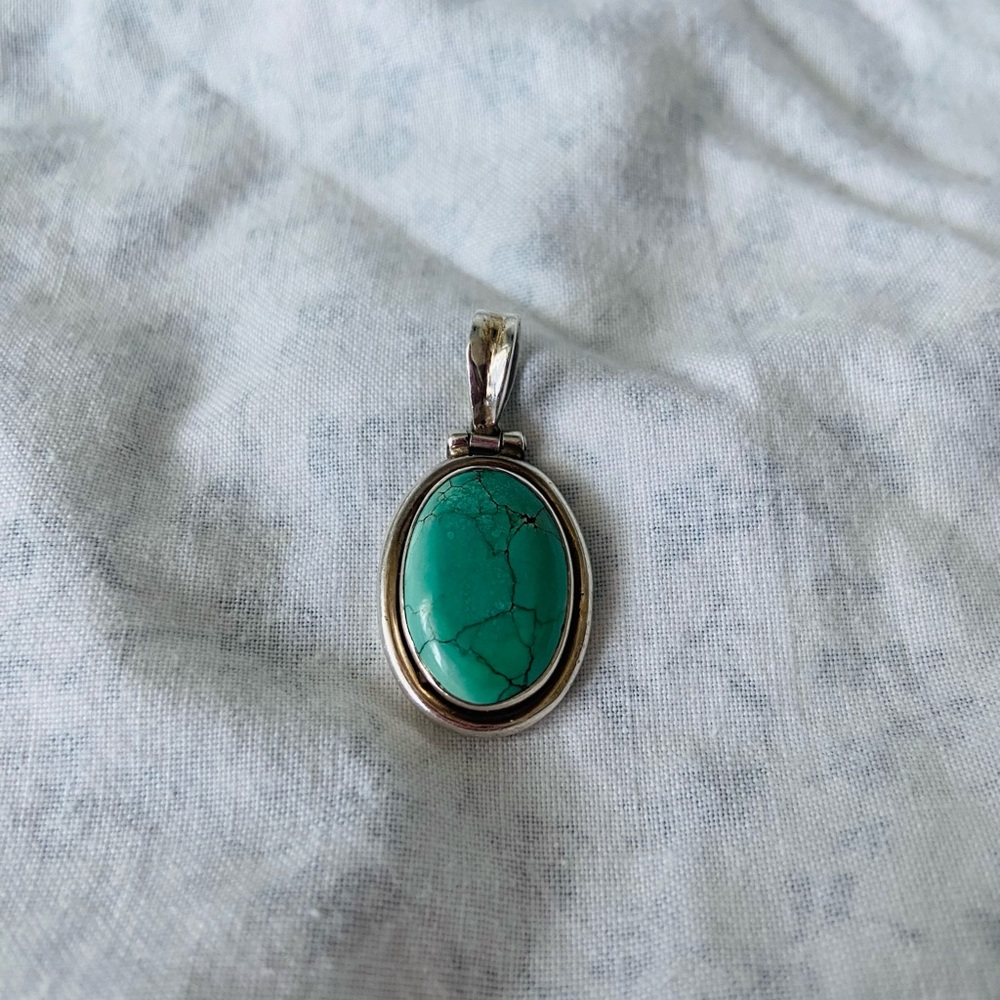 Vintage 925 Silver Turquoise Pendant